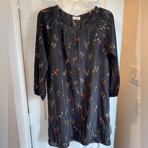 Glam Chic Black Long Sleeve Patterned Dress